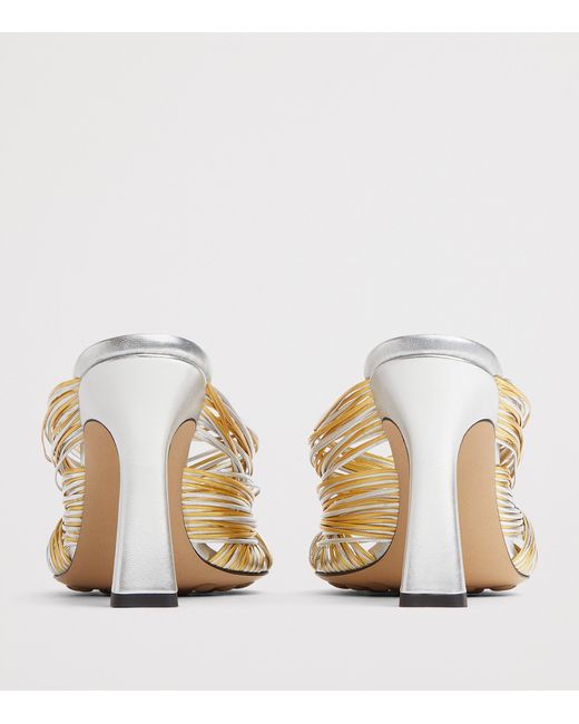 Bottega Veneta Metallic Leather Rana Tubular Mules 90