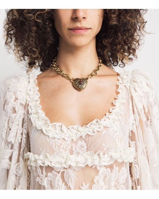 Chloé Metallic Victorian Heart Necklace