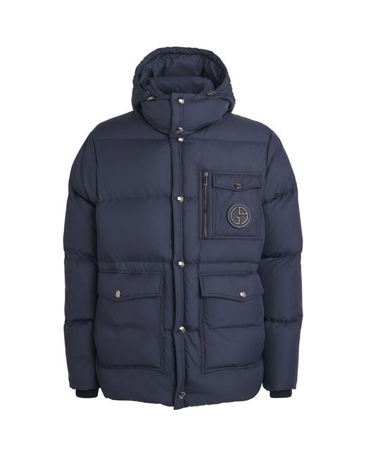 Giorgio Armani Blue Logo Puffer Jacket for men
