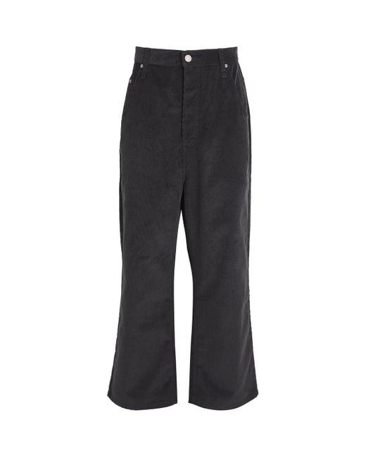 AMI Black Corduroy Wide-Leg Trousers for men