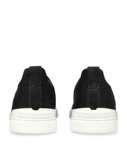 Zegna Black Crocodile Leather Triple Stitch Secondskin Sneakers for men