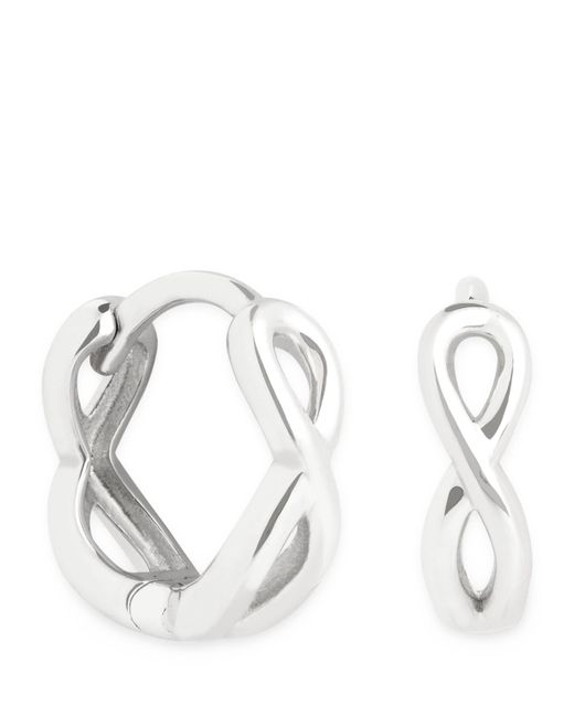 Astrid & Miyu Metallic White Gold Infinity Huggie Earrings