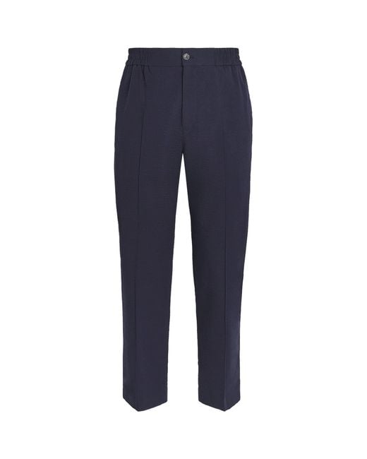 A.P.C. Blue Cotton Pleated Trousers for men