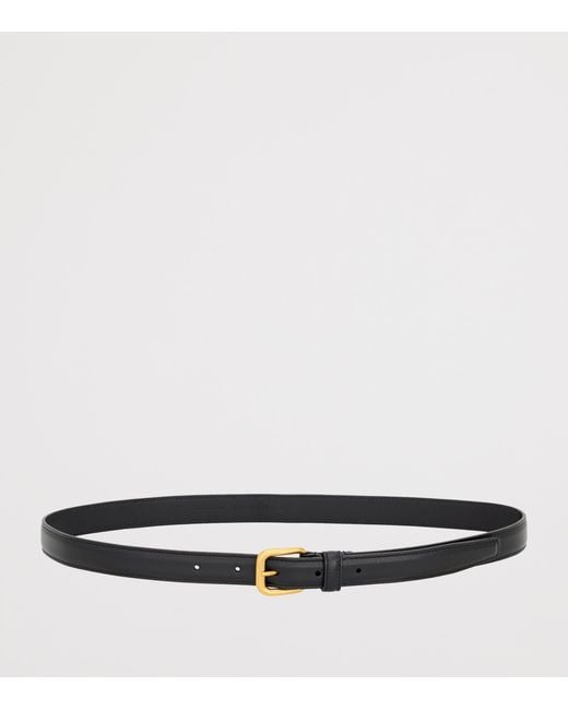 Saint Laurent White Leather Rectangle Buckle Belt