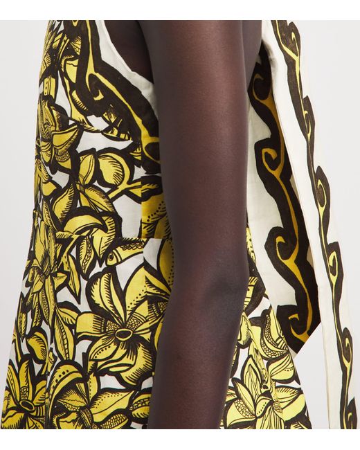 ALÉMAIS Yellow Hemp Printed Mona Mini Dress