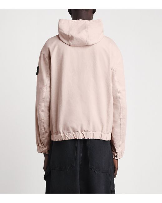 Stone Island Pink Organic Cotton Ripstop Hooded Overshirt for men