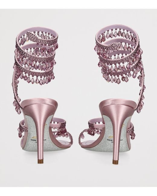 Rene Caovilla Pink Satin Chandelier Heeled Sandals 80