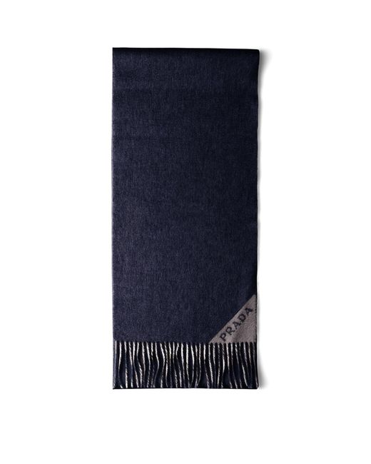 Prada Blue Cashmere Double-Faced Scarf