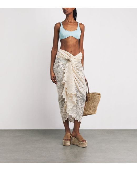 Zimmermann Natural Lace Monogram Pareo