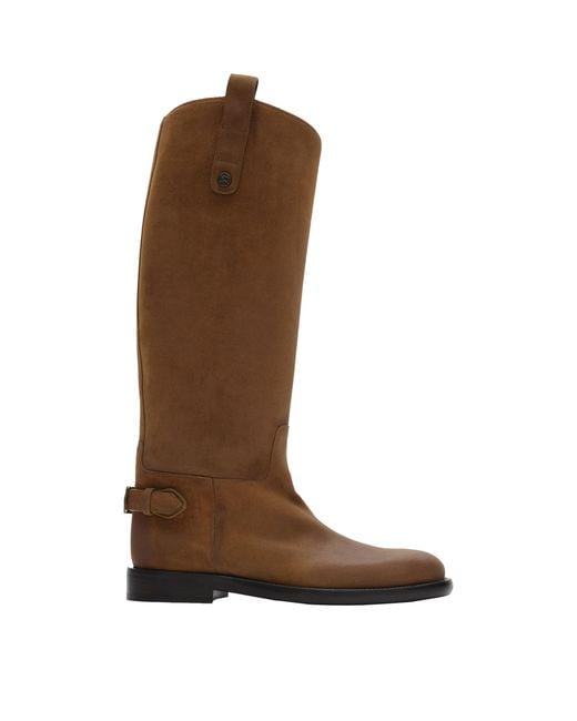 Burberry Brown Suede Cavalier Knee-High Boots