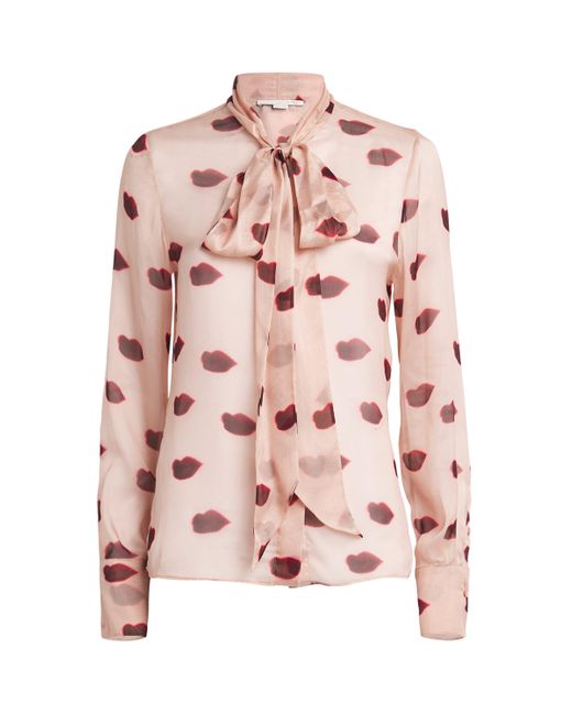 Stella McCartney Pink Silk Lip Print Blouse