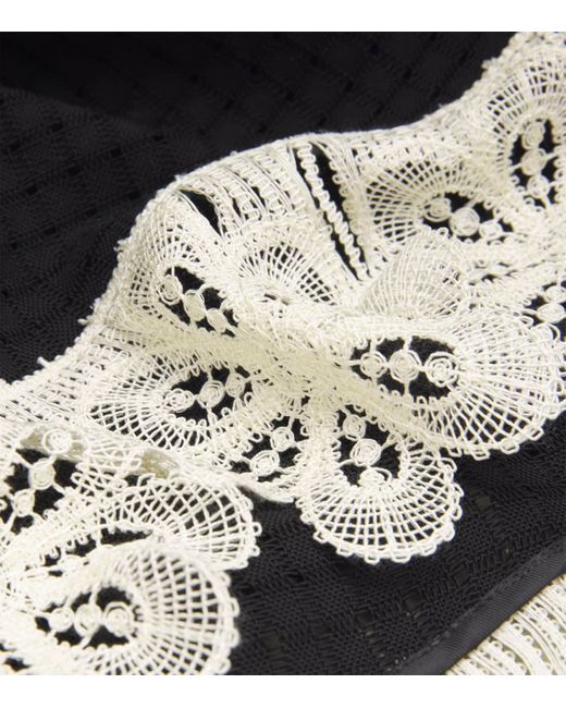 LaDoubleJ Black Crochet Lace-Trim La Scala Top
