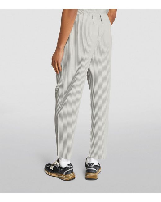 Homme Plissé Issey Miyake Gray Pleated Slim Trousers for men