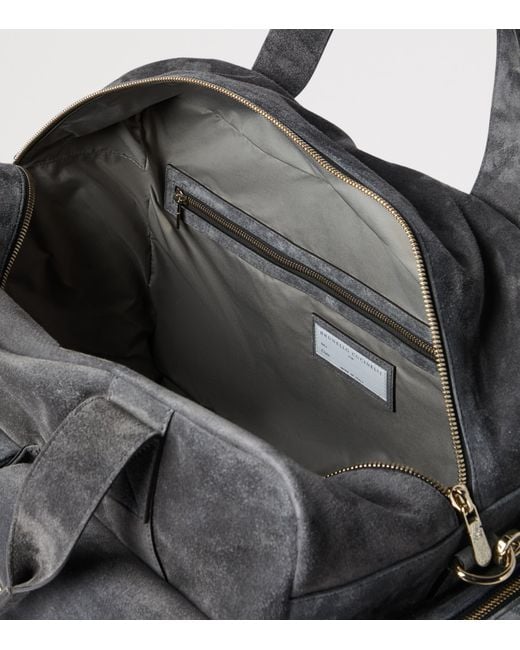 Brunello Cucinelli Black Suede Leisure Bag for men