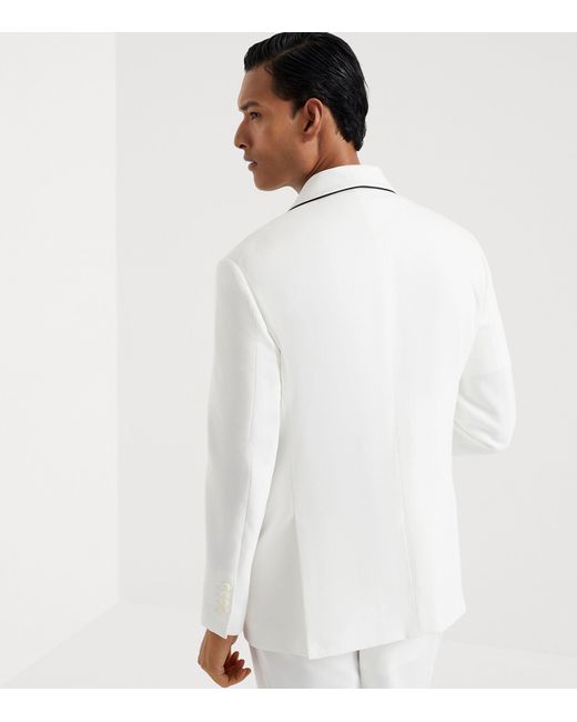 Brunello Cucinelli White Crepe Shawl-collar Tuxedo Jacket for men