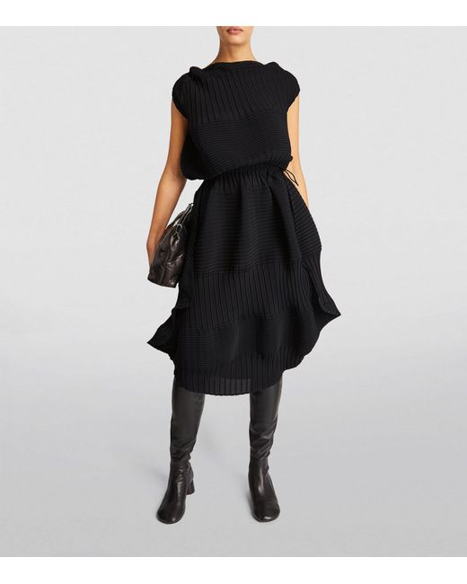 Issey Miyake Black Aerate Pleats Midi Dress