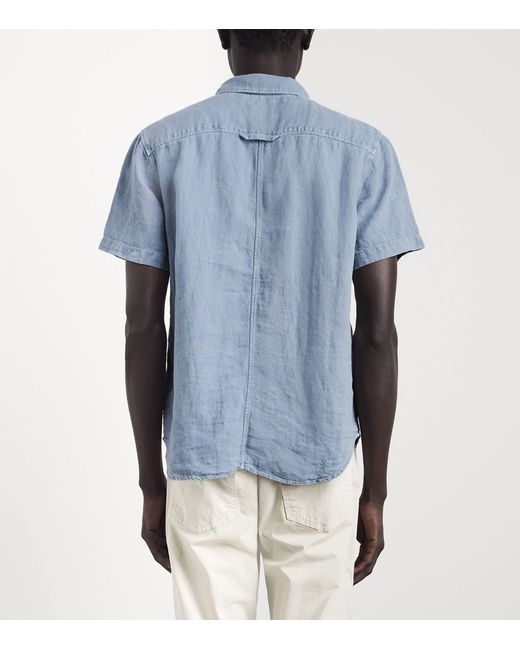 Citizens of Humanity Blue Linen Short-Sleeve Shirt for men
