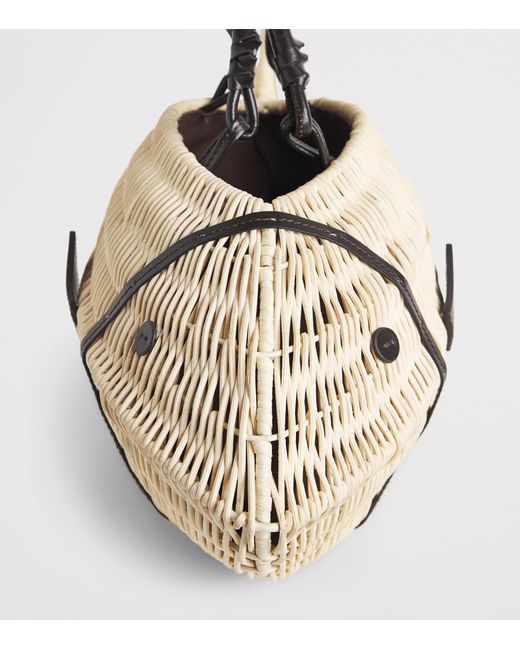 Staud Metallic Wicker Cleo Fish Top-Handle Bag