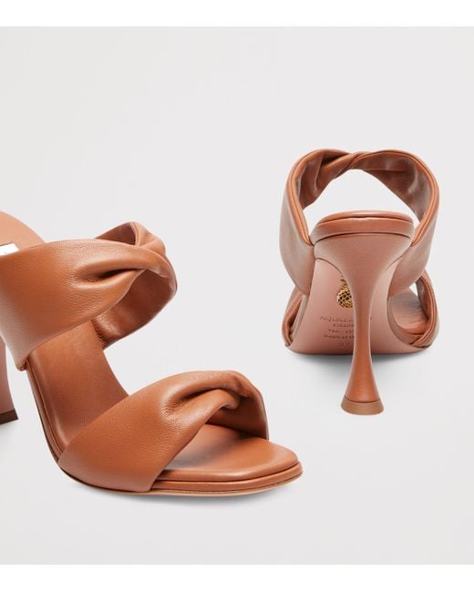 Aquazzura Brown Leather Twist Heeled Sandals 95
