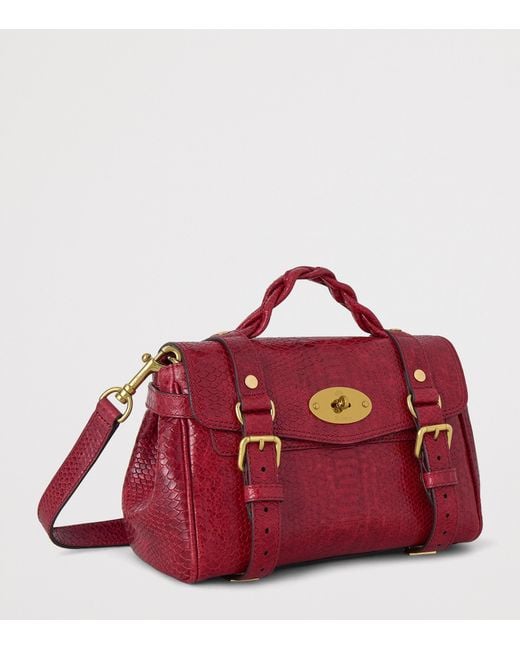 Mulberry Red Mini Leather Snake Print Alexa Cross-Body Bag