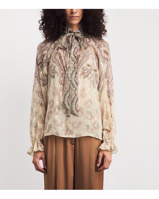 Etro Natural Silk-Blend Printed Blouse