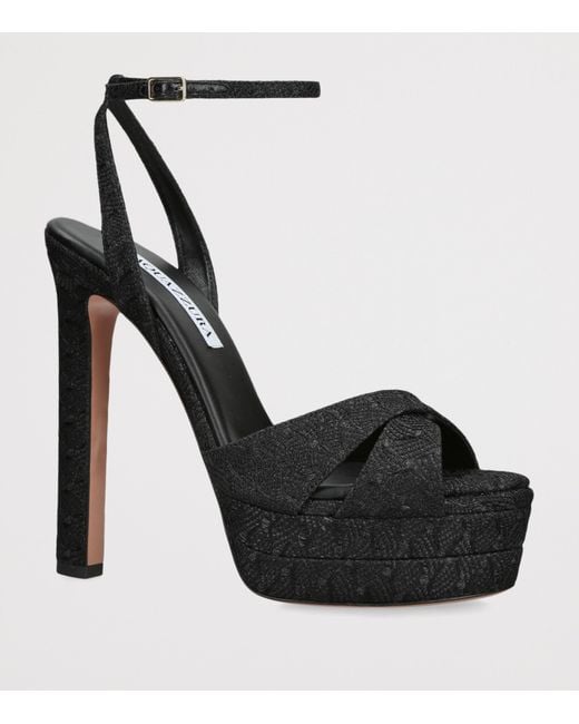 Aquazzura Black Leather Divine Sandals 130