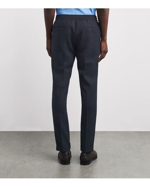 Paul Smith Blue Wool Drawstring Straight Trousers for men