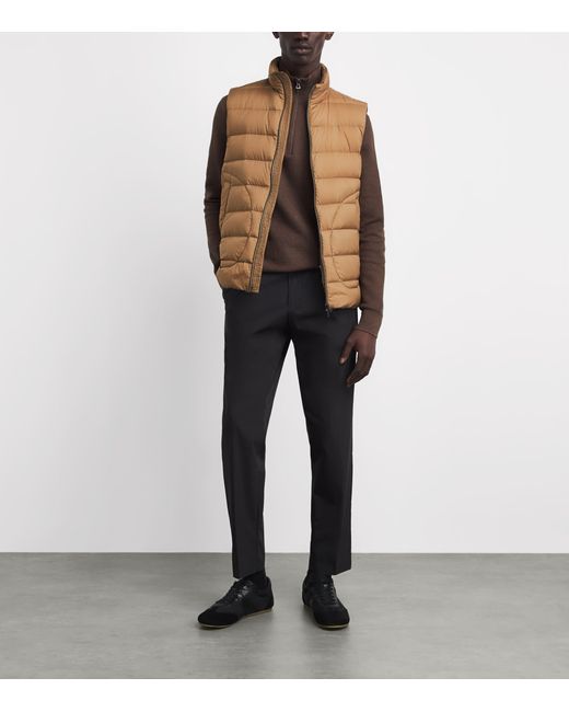 Herno Brown Down Quilted Gilet for men