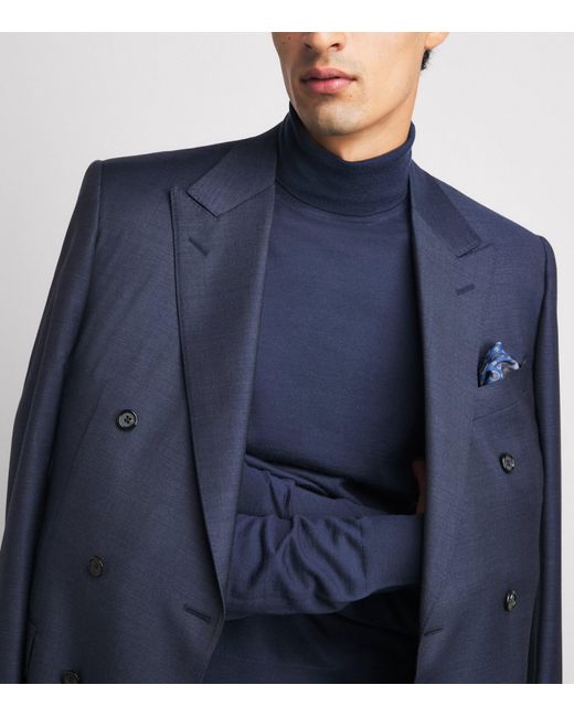 Corneliani Blue Merino Rollneck Sweater for men