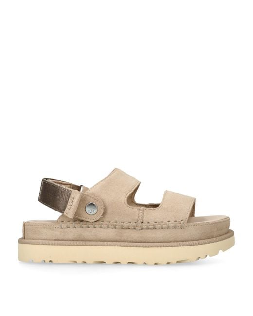 Ugg Natural Suede Goldenstar Glide Sandals 25