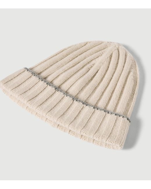 Brunello Cucinelli Natural Cashmere Ribbed Beanie for men