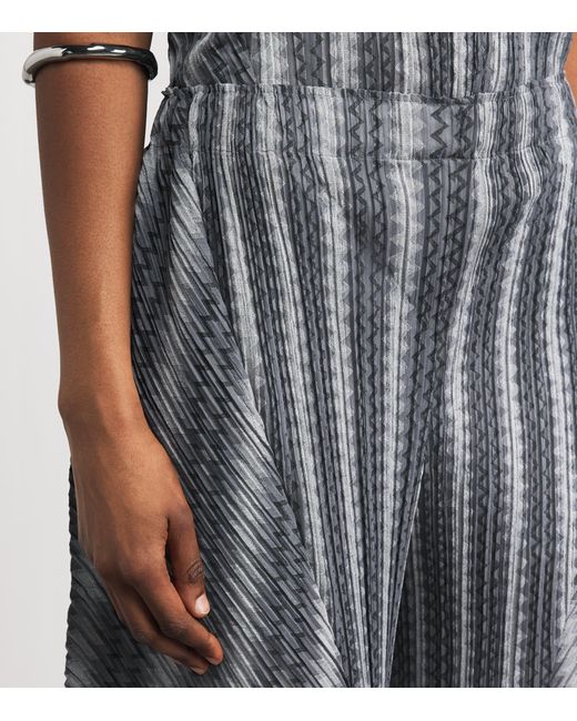 Pleats Please Issey Miyake Gray Cotton-Blend Zigzag Trousers