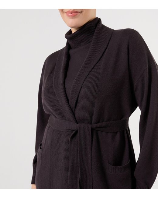 Marina Rinaldi Black Cashmere Tie-Belt Cardigan