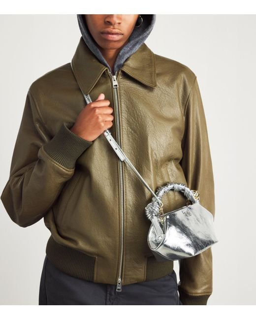 Ganni Mini Metallic Bou Top-Handle Bag