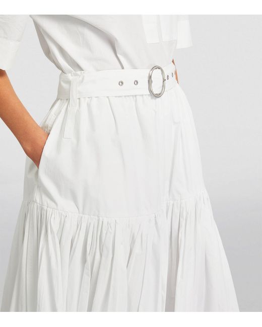 Jil Sander White Cotton Pleated Skirt