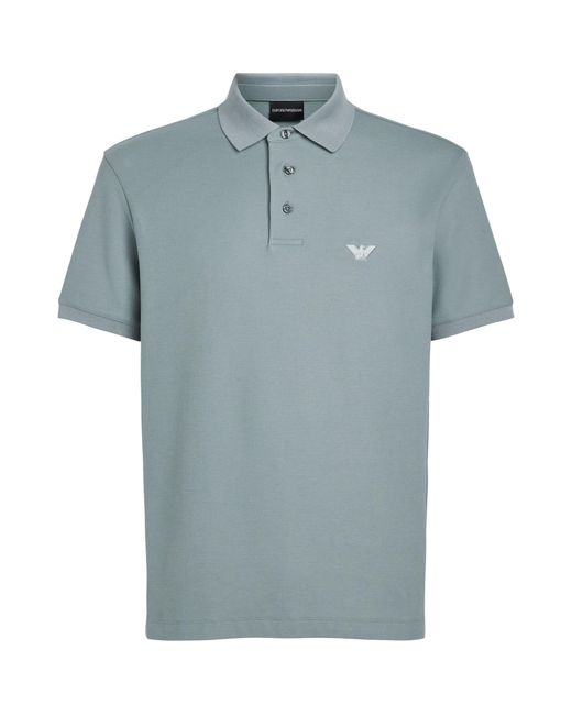 Emporio Armani Blue Cotton Polo Shirt for men