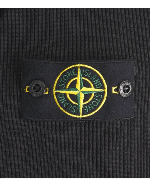 Stone Island Black Cotton Waffle-Knit Sweater for men