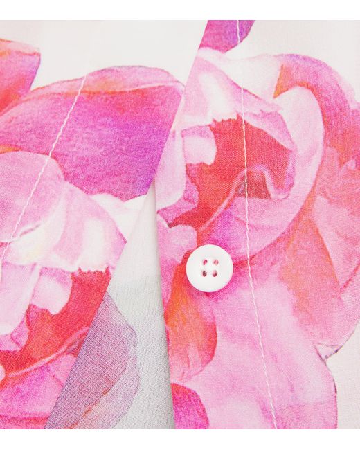 Alice + Olivia Pink Silk Floral Willa Blouse