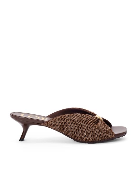 Loewe Brown X Paula's Ibiza Woven Pebble Heeled Sandals 45