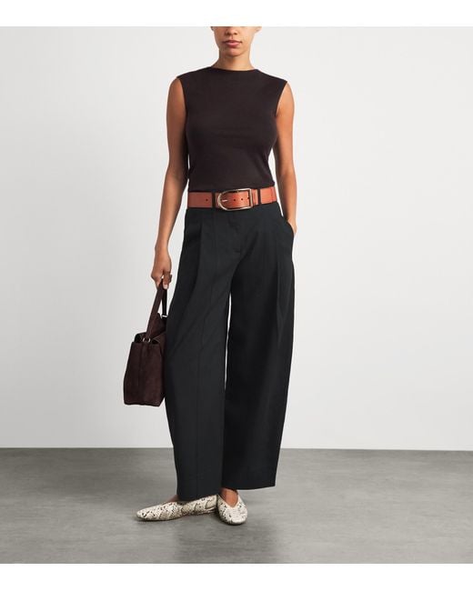 ME+EM Black Pleated Barrel Trousers