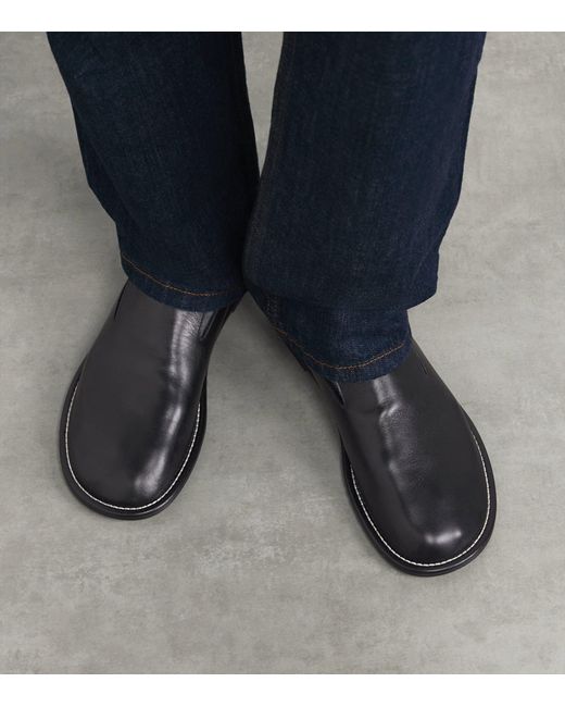 AMI Black Leather Slippers for men