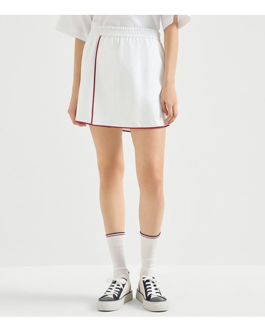 Brunello Cucinelli White Technical Logo Mini Skirt
