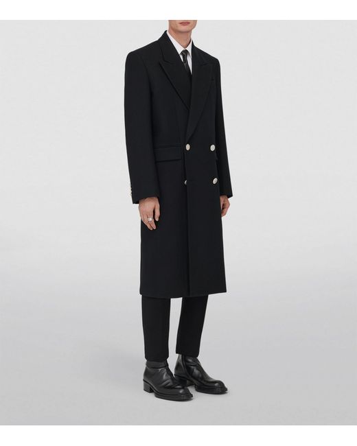 Alexander McQueen Black Wool Double-breasted Overcoat for men