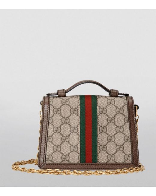 Gucci Brown Mini Canvas Ophidia Gg Top-handle Bag