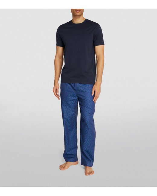 Derek Rose Blue Geometric Pyjama Bottoms for men