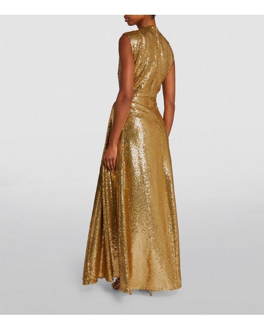 Edeline Lee Metallic Sequin-embellished Nymph Maxi Dress