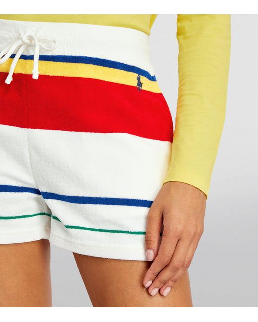 Polo Ralph Lauren Red French Terry Striped Shorts