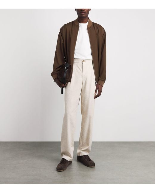 Barena Brown Virgin Wool Bomber Jacket for men