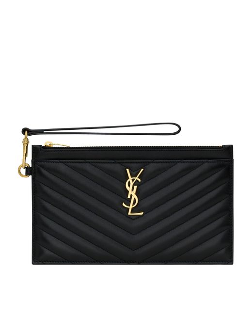 Saint Laurent Black Large Cassandre Matélasse Pouch