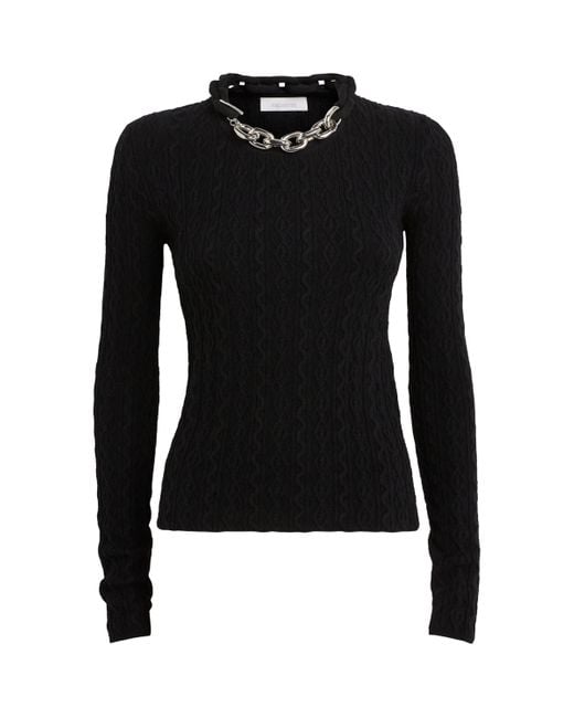 Rabanne Black Wool-Blend Embellished Top
